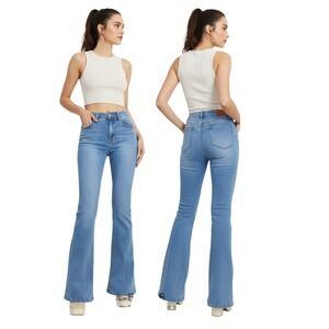Parisian Designer LUSA High Rise Bootcut Push Up Jeans Mid Wash W26x32 EU36